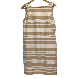 Banana Republic tan and white midi sleeveless sheath dress